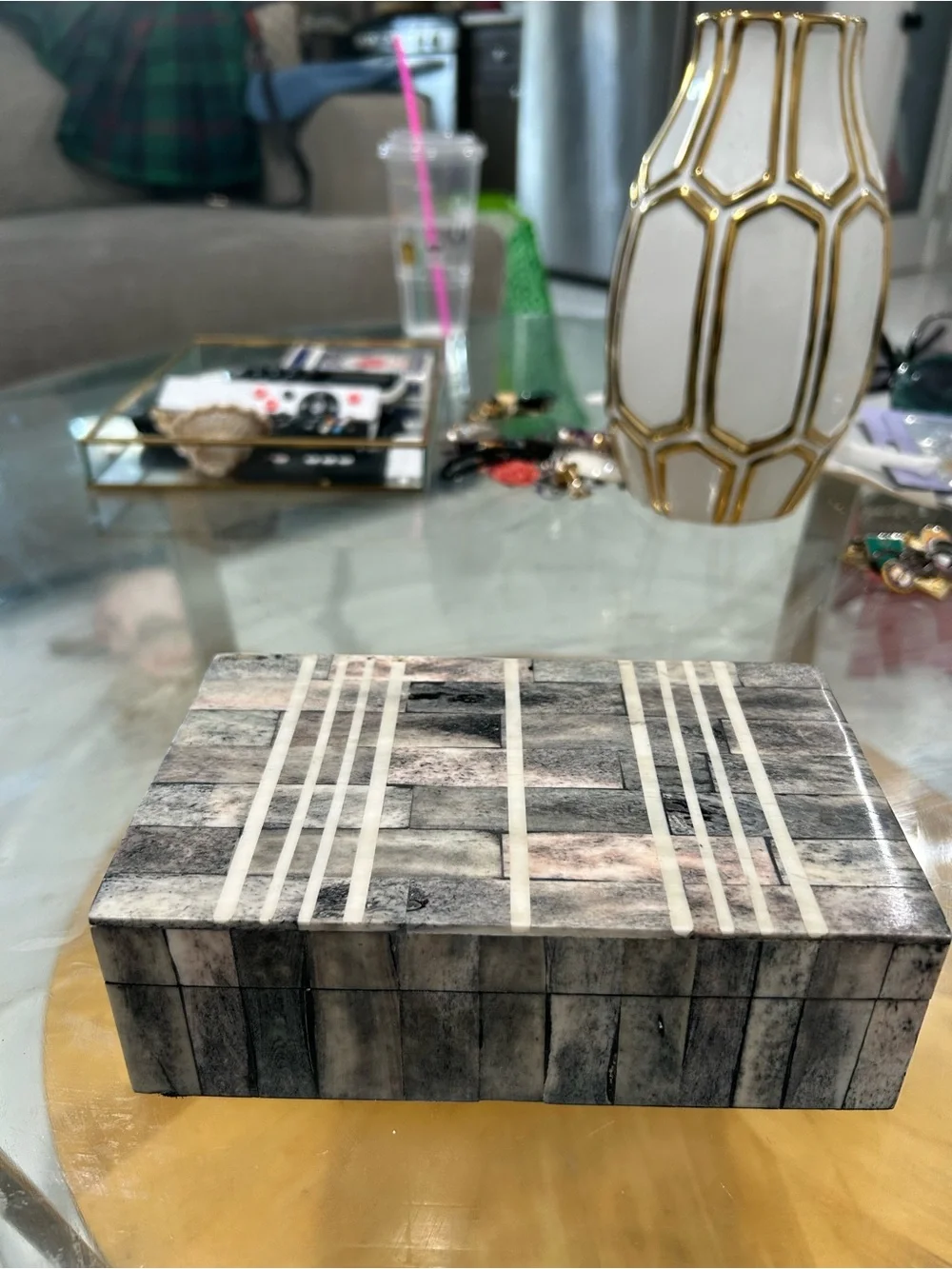 Gray Bone Marble Pattern Decorative Box - Home Decor & Organization